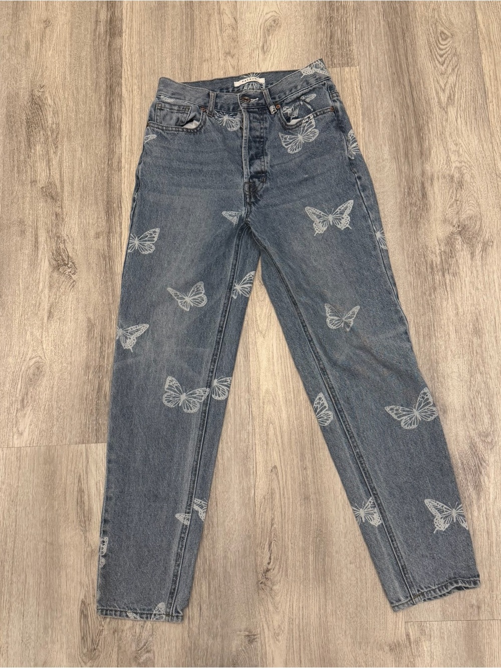 PacSun Ultra High Rise Slim Butterfly Print Jeans Size 24 100% Cotton
